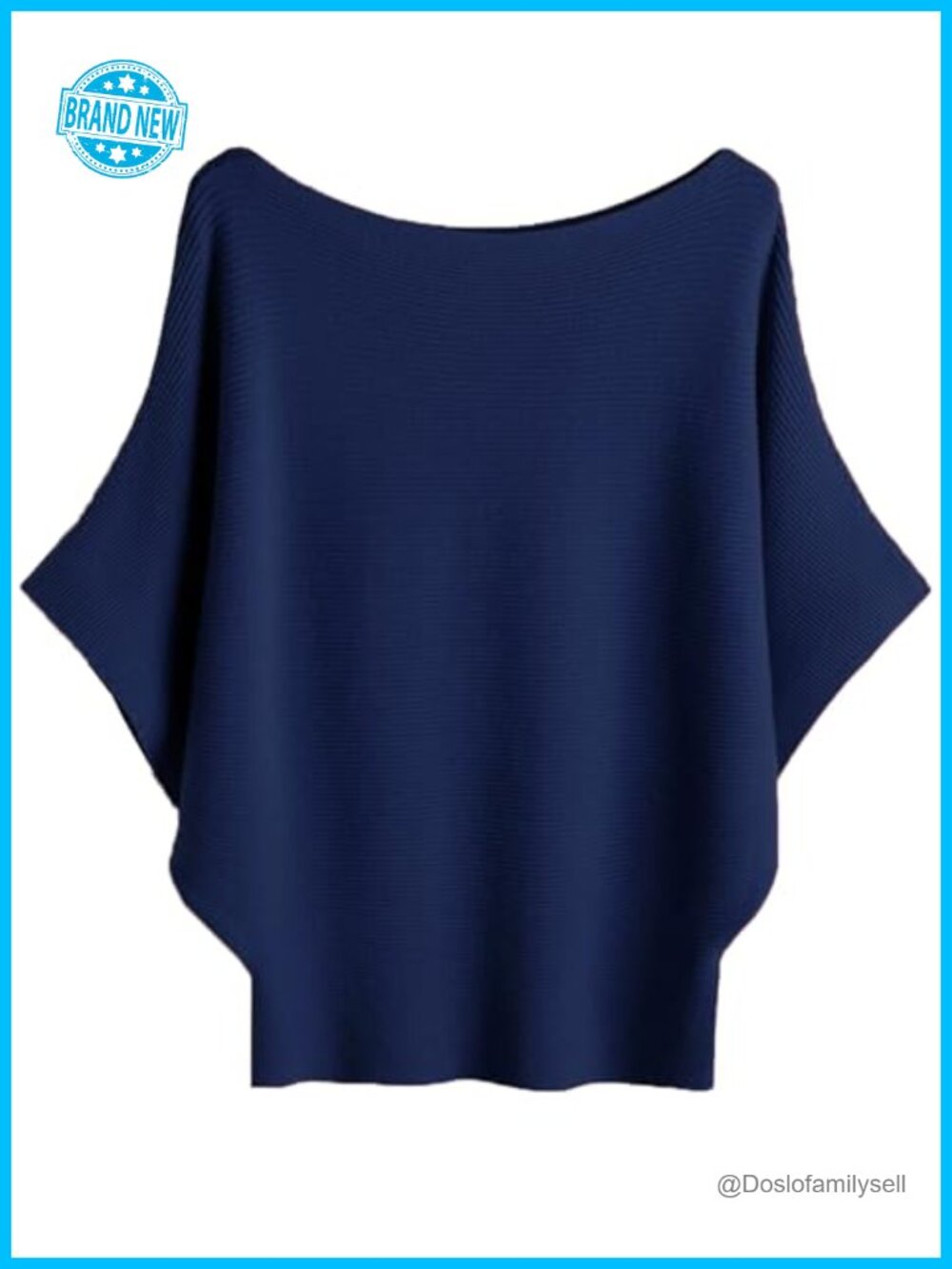 Soft Knitted Batwing Short Sleeve Sweater Women Lightweight Boat Neck Dolman Top
